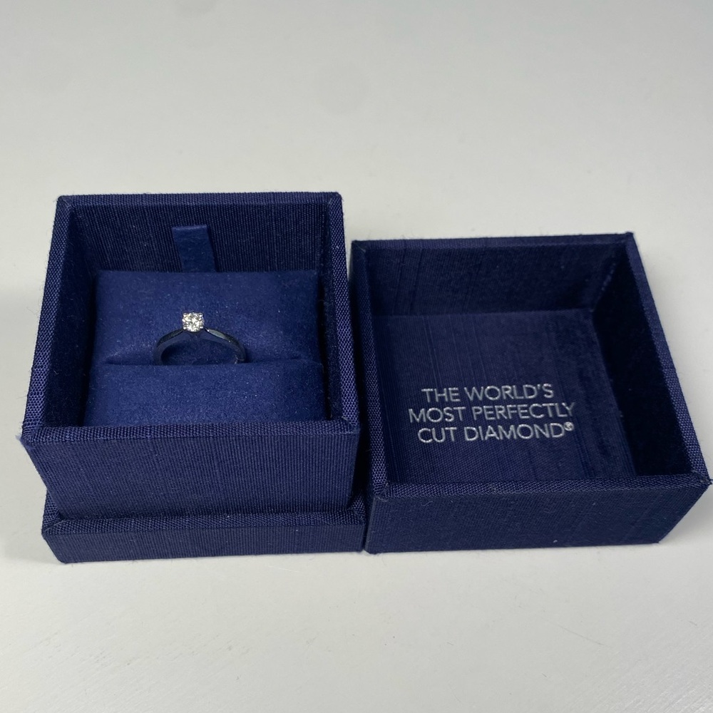 Platinum Diamond .244 HEARTS ON FIRE (SZ4) 1/4cttw Solitaire Engagement Ring COA - Picture 5 of 14